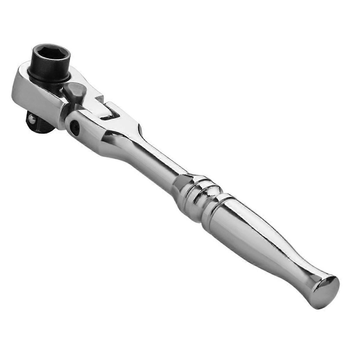 2-In-1 Round Handle Ratchet Wrench 1/4 Double Ended 72 Teeth Quick Spanner Tool Screwdriver Socket