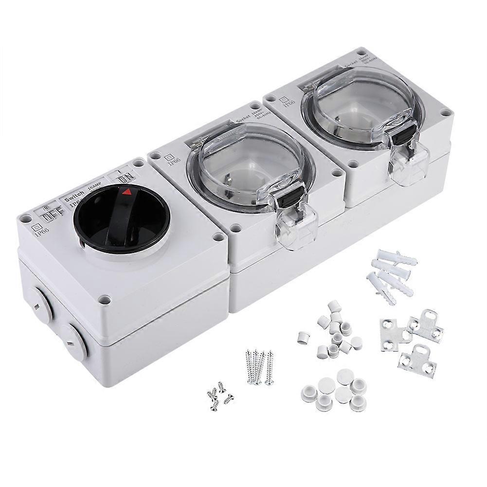 Waterproof IP66 Electrical Socket Plug Outdoor Power Outlet with On Off Switch(250V DE Plug)