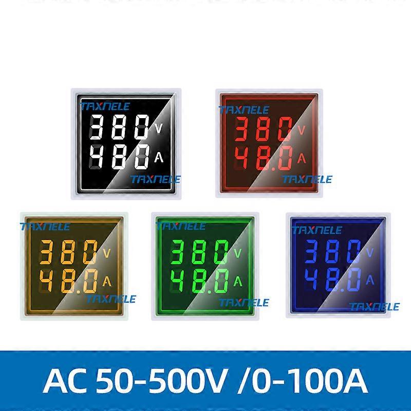 22MM Display Digitale Rotondo Quadrato Doppio Voltmetro Ampere Corrente Tensione-Rosso