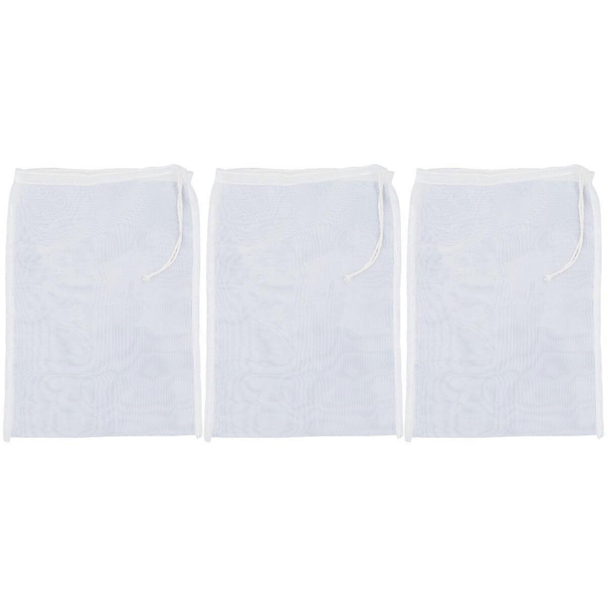 3pcs Nylon Gauze Filter Bags Reusable Mesh Strainer Bag for Soy Milk Juice Yogurt (80 Mesh, 20x30cm)