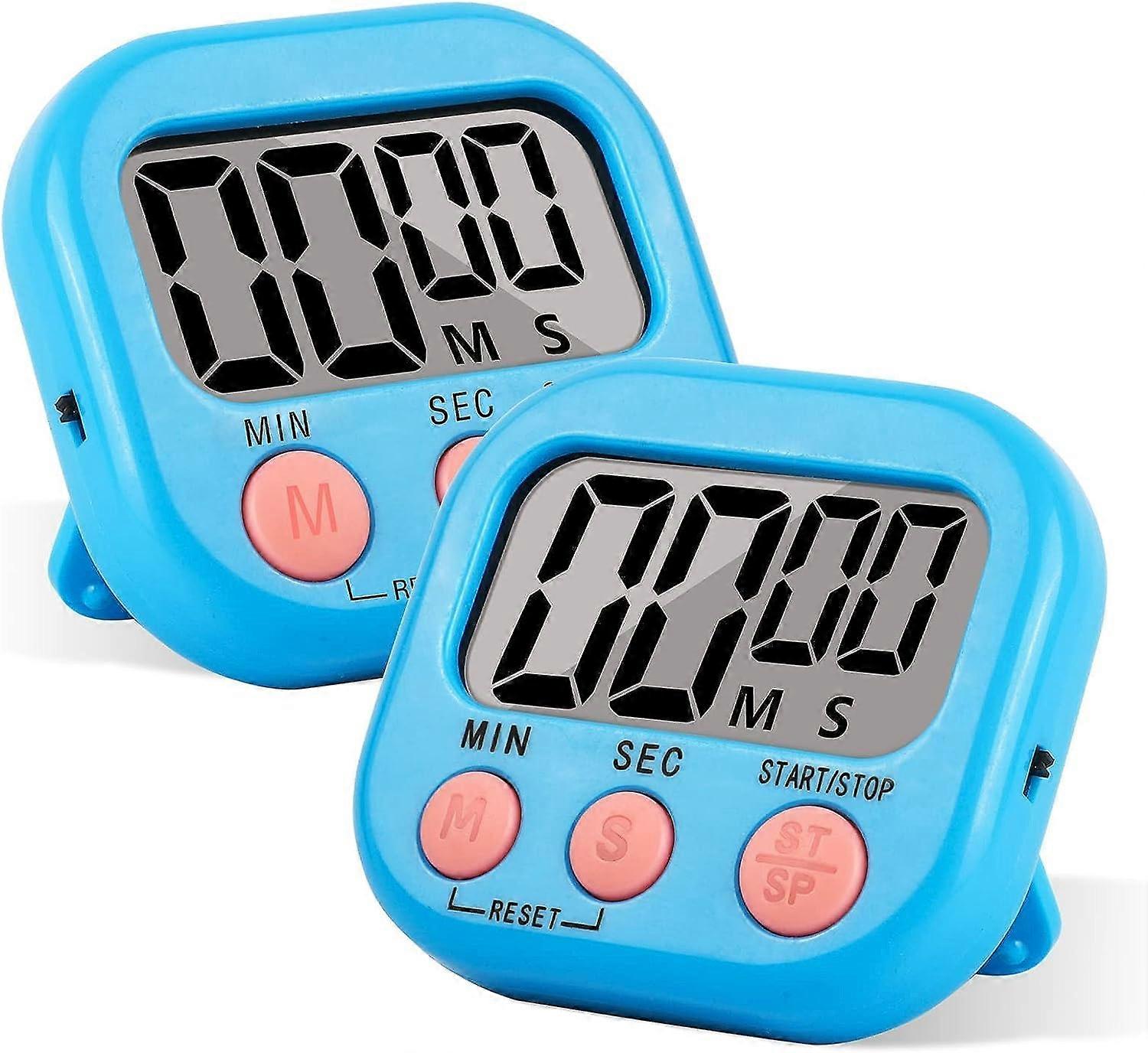 2 Pieces Blue, Digital Time Timer Child Learning with LCD Display, Magnetic Timer Stopwatch with Alarm for Kitchen Cooking, Shower, Sports