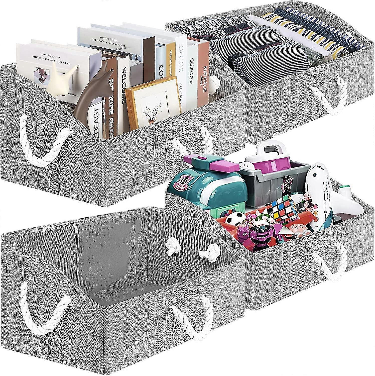 4-pack Storage Baskets Foldable Trapezoid Storage Box Fabric Cube Storage Box Storage