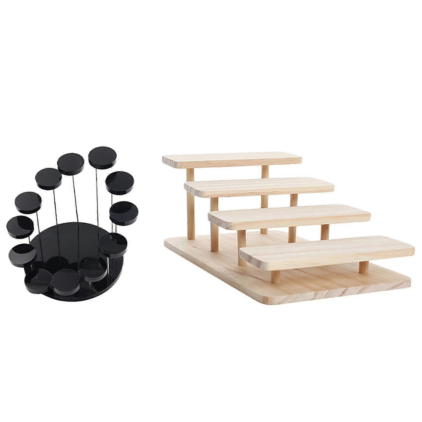 Multi-layer Acrylic Ring Display Rack Earring Holder Black