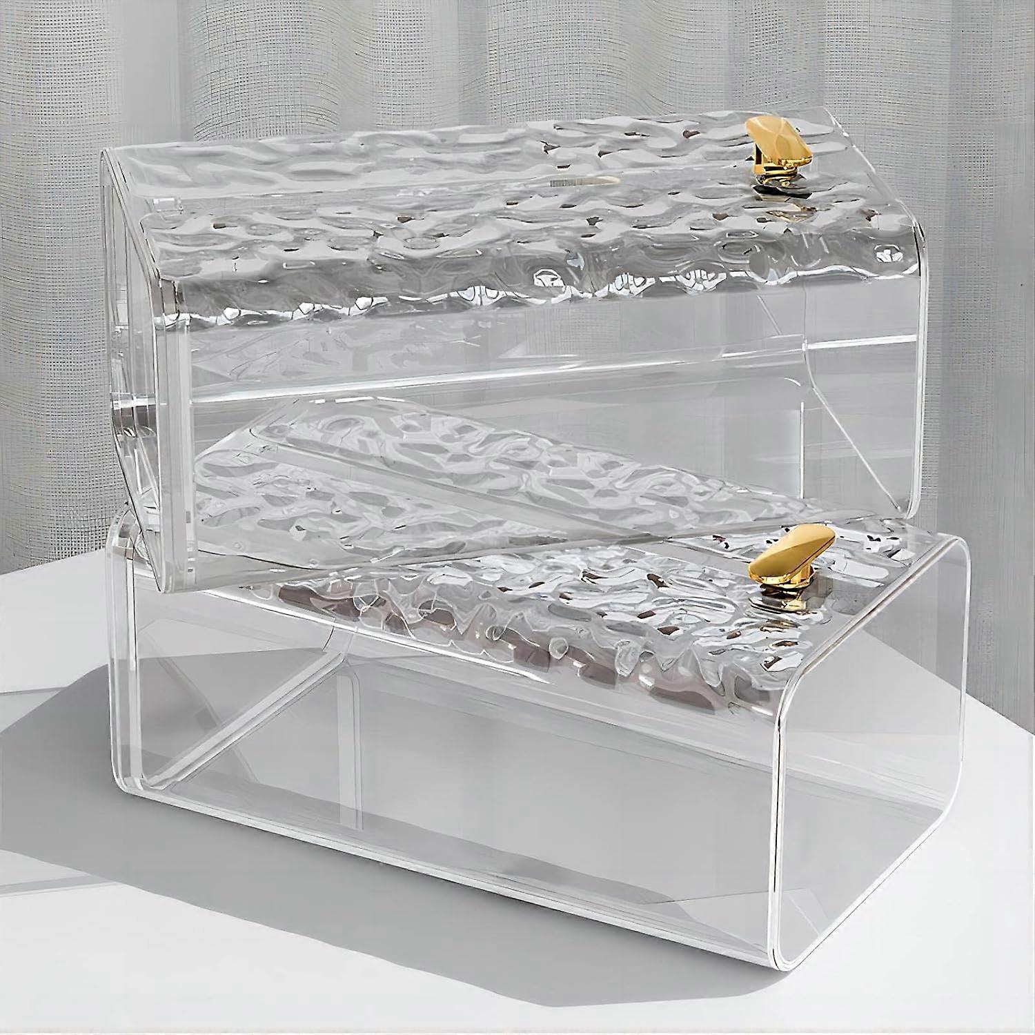 Wall Mounted Transparent Glacier Pattern Tissue Box Rectangular Facial Tissue Box Facial Tissue Organiser for Bathroom, Dressing Table(Transparent)