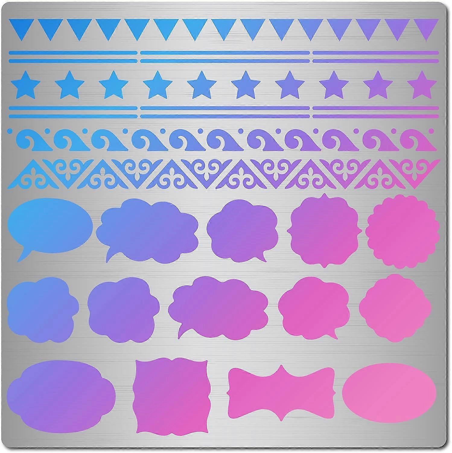 6.3 x 6.3 Metal Geometric Stencils Ocean Wave Sea Waves Stainless Steel Cutting Dies Stencils Straight Line Border Template Triangle Pentacle Dialog S