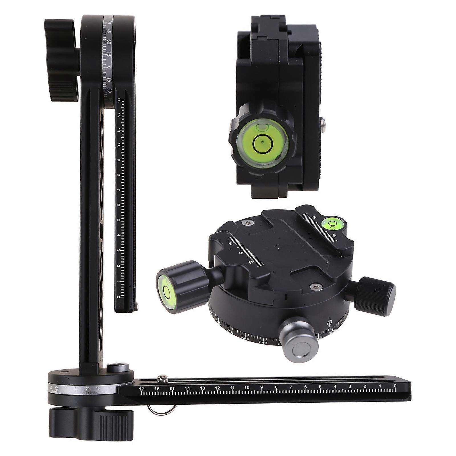 720 3-Axis Panoramic Ballhead Kit with Quick Release Plate & Slide Rail Stabilizer Gimbal Tripod for Head for DSLR Came