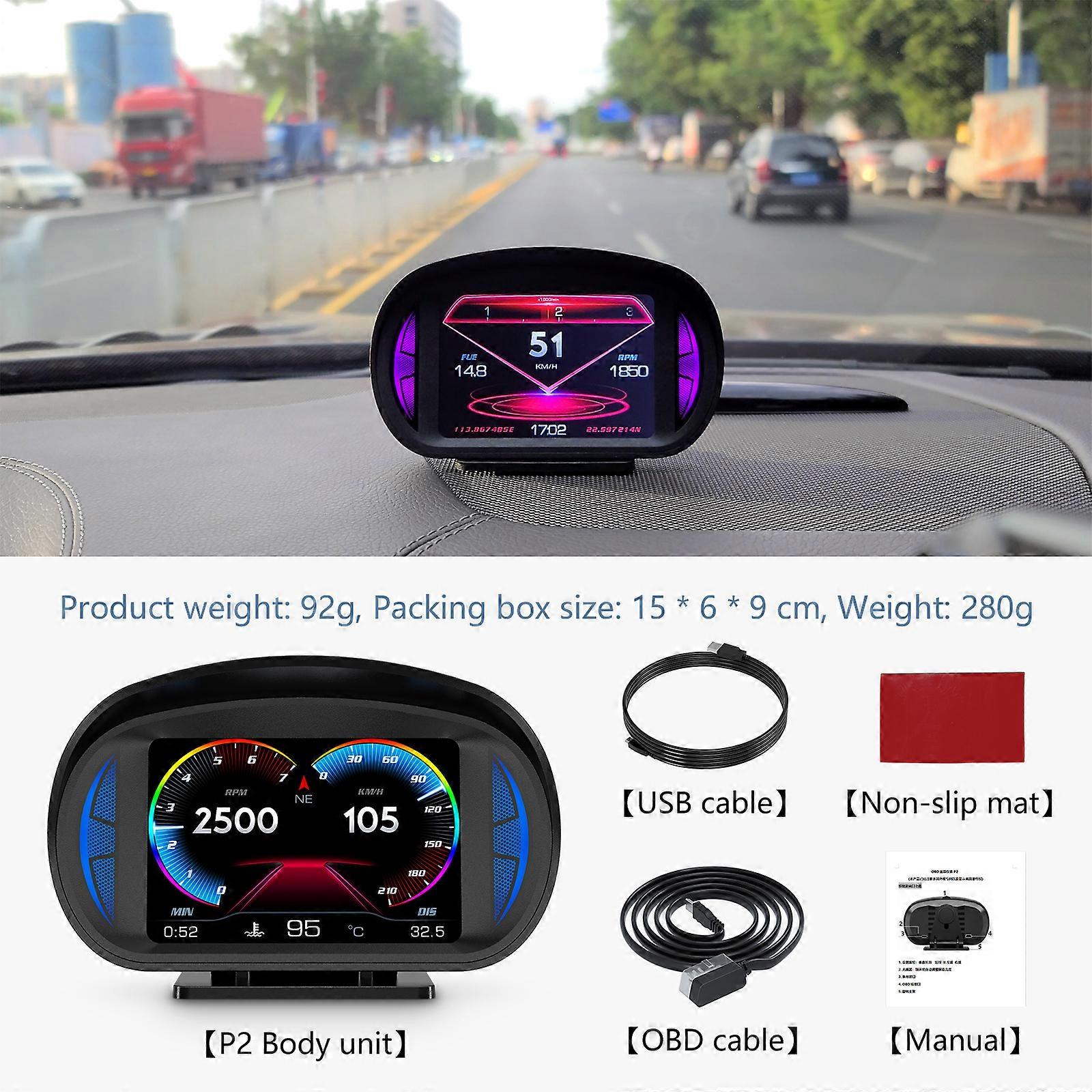 4 inch OBD HUD GPS Car Head Up Display Temperature Alarm Slope Meter Speedometer Multi-Function Dashboard Car Accessories KO