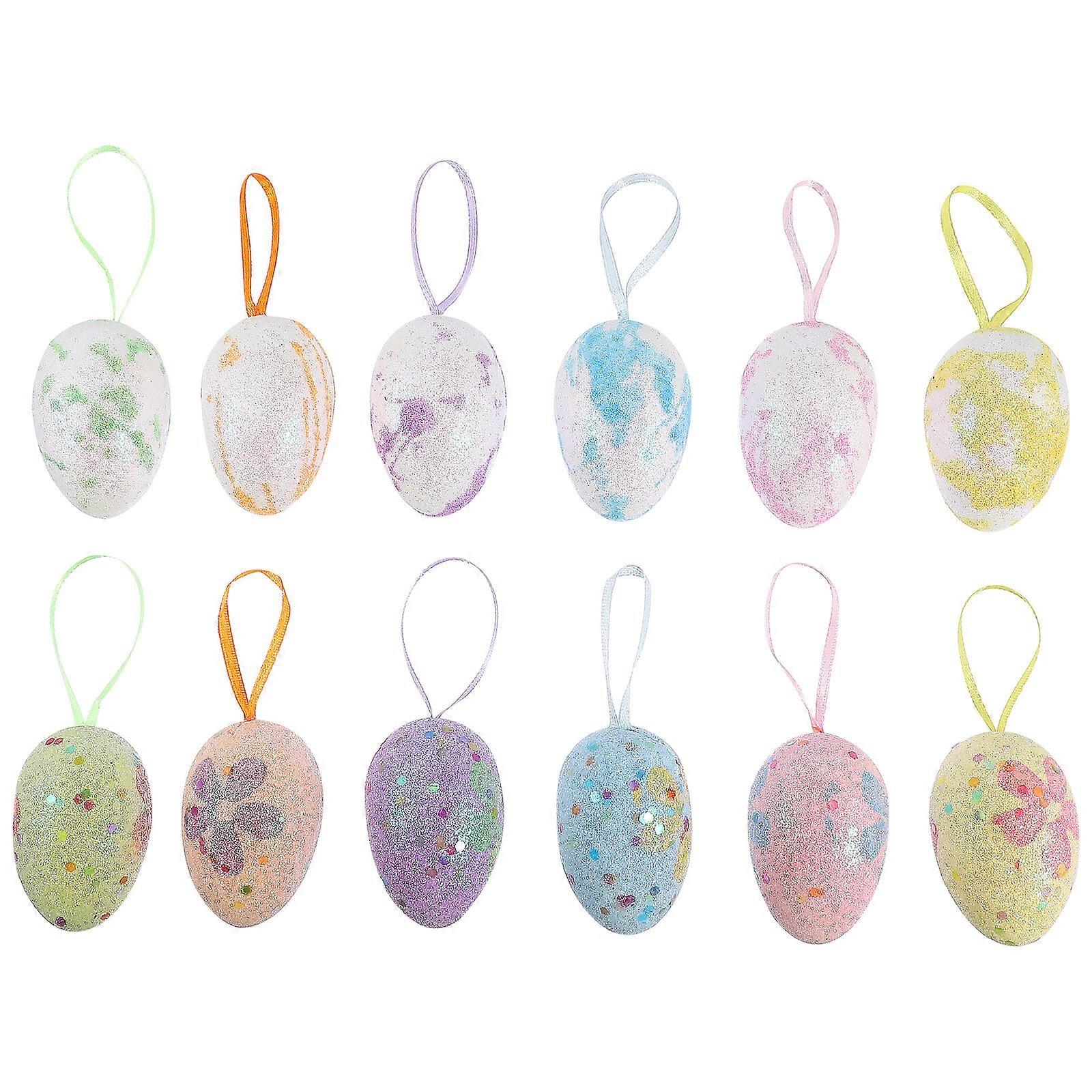 12Pcs Easter Hanging Eggs Classic Easter Eggs Hanging Ornaments for Easter