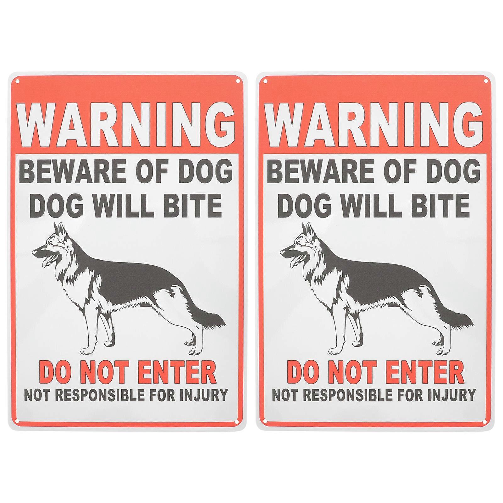 JW Signs Beware Of Dog Sign (2 Pack) 10"x7" Reflective Metal Signs 0.40 Aluminum Sign Pre-Drilled Holes For Easy Mounting Indoor Or Outdoor Use For Fence Door Or Gate