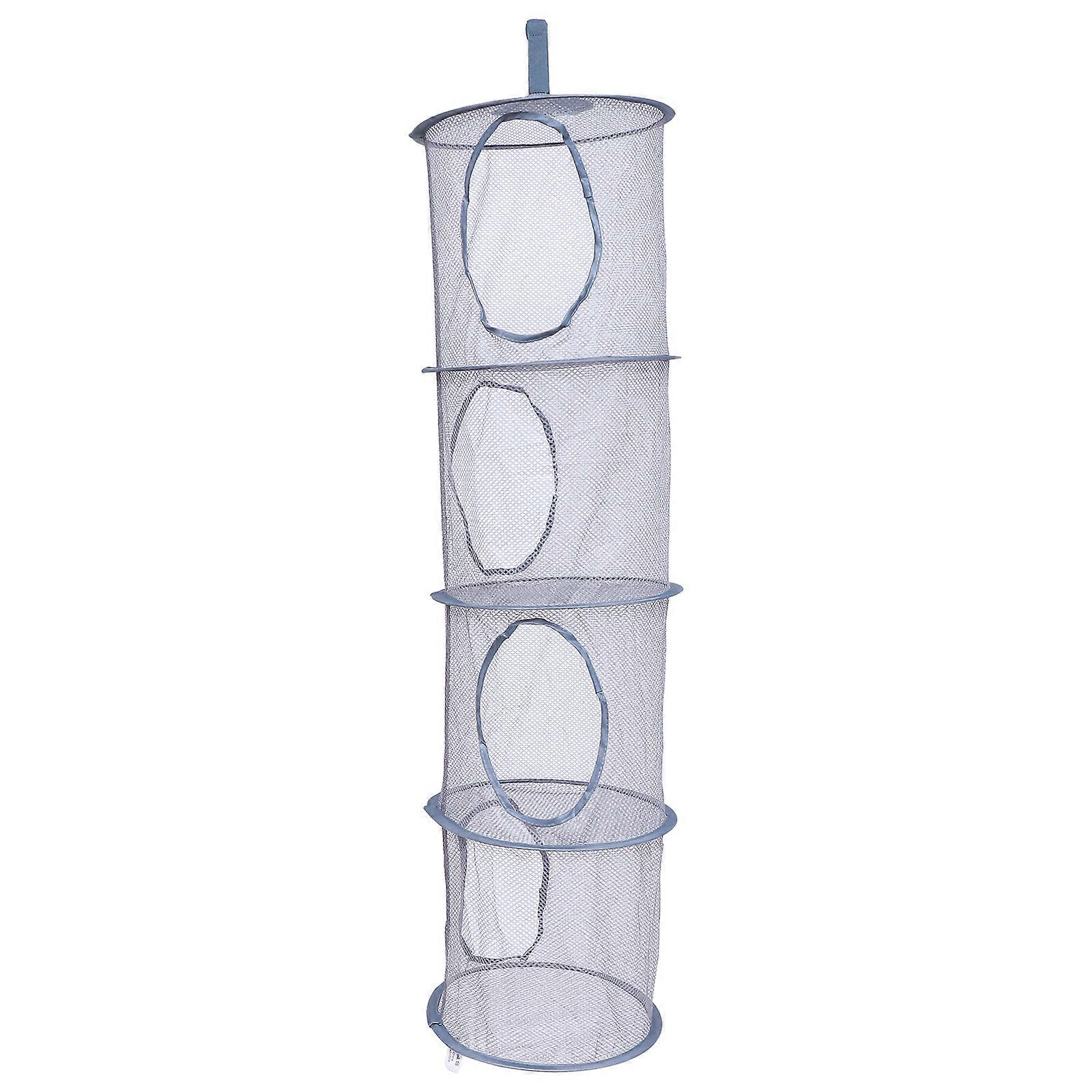 1pc 4 Layers Foldable Hanging Storage Basket Mesh Laundry Drying Basket