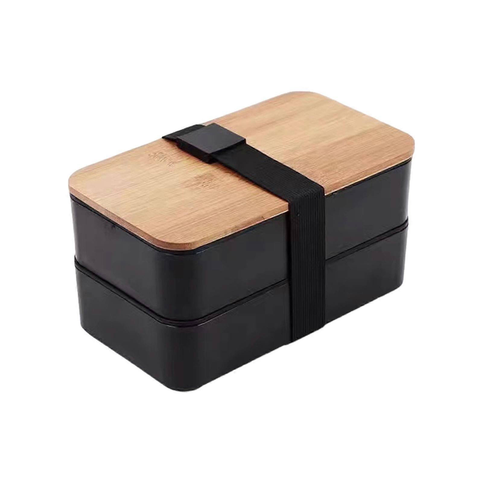 Japanese Bento Lunch Box Adult Leakproof Lunch Container with Bamboo Lid 4 Utensils Meal Prep Bento Box for Portion Control