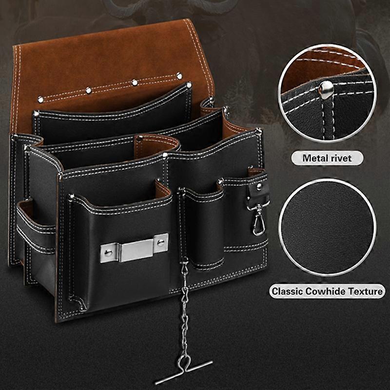 Classical Electrician Tool Storage Belt Bag Large Capacity Reinforced Hardware Wrench Plier Storage Waist Bag Portable Tool Pack