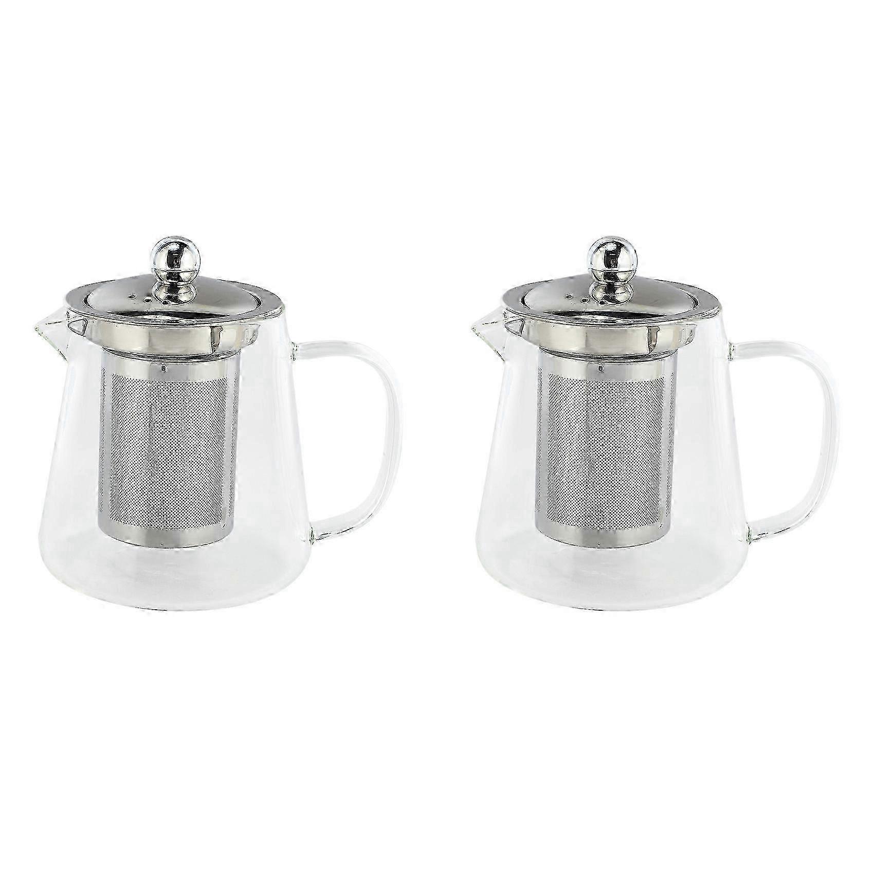 2X 5Sizes Good Clear Borosilicate Glass Teapot with 304 Stainless Steel Infuser Strainer Heat Coffe