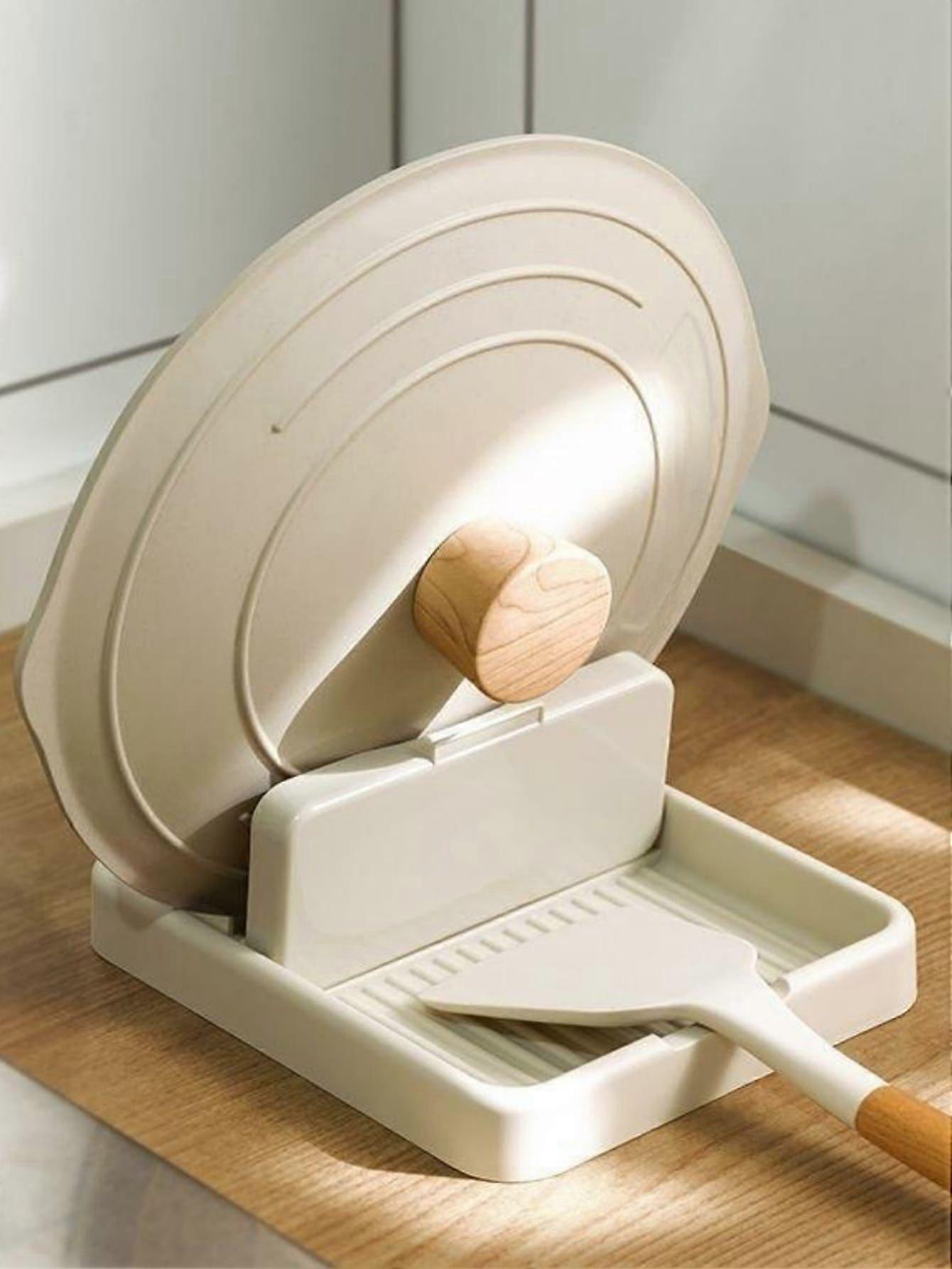 حامل غطاء وعاء قابل للطي ، مسند ملعقة ، منظم أواني ، كتلة سكين ، مجفف أطباق ، استنزاف جلوس كونترتوب وأواني وأواني رف للمطبخ