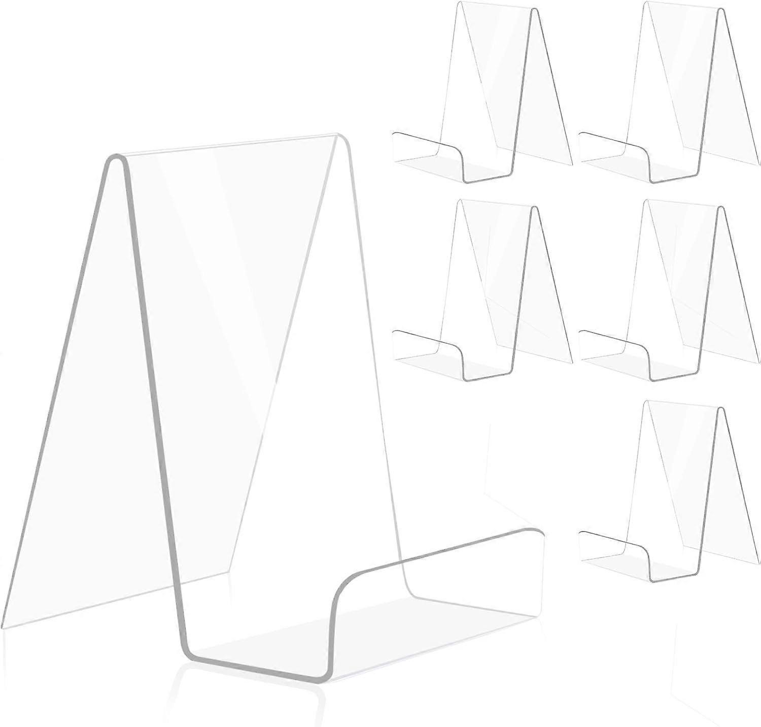 Acrylic Book Stand - Clear Display Easel Holder for Tablets, Magazines, and Books - Lightweight, Adjustable, 10-Inch Size