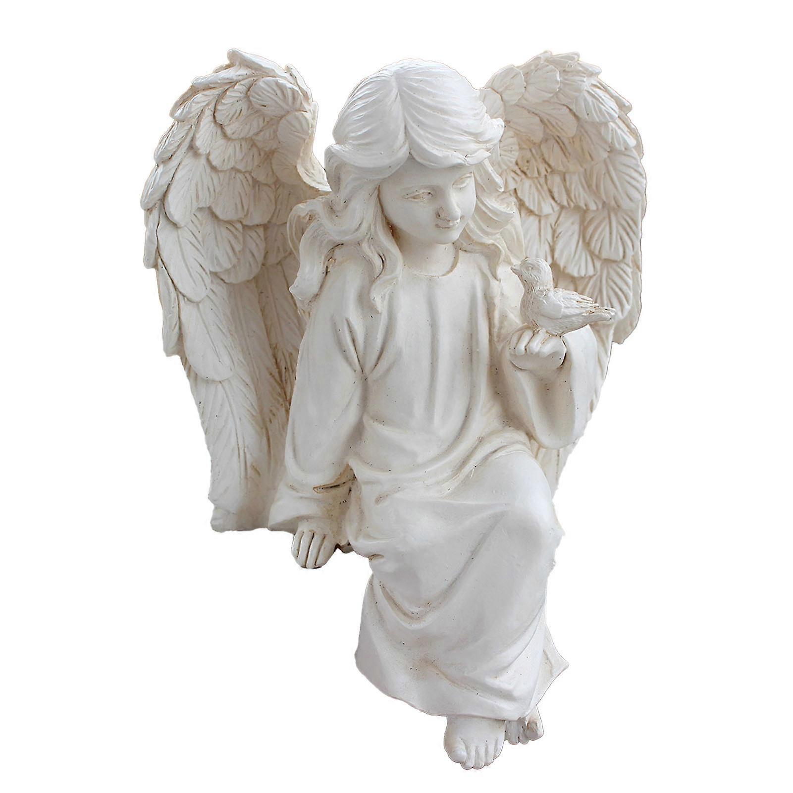 تمثال ملاك من الراتنج الرقيق - نحت أنيق للمنزل والحديقة وديكور الفناء