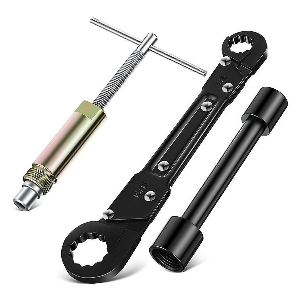 3-In-1 Plumbing Tool Angle Stop Wrench Set with Compression Socket Puller Tool, Water Pipe Wrench f