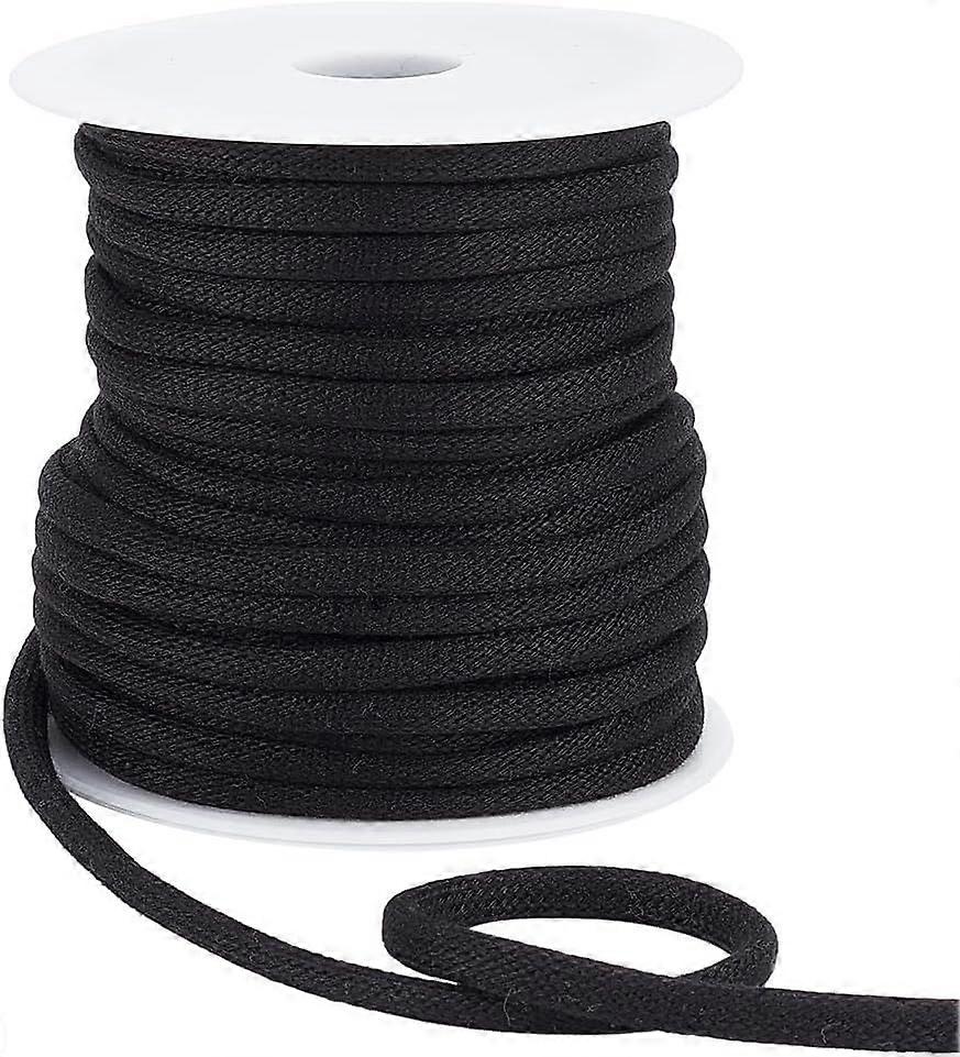 20 Yards Black Hoodie String Replacement 6mm Round Soft Drawstring Replacement Rope with Plastic Spool for Sweat Pants String Shoelaces Bag Jacket and