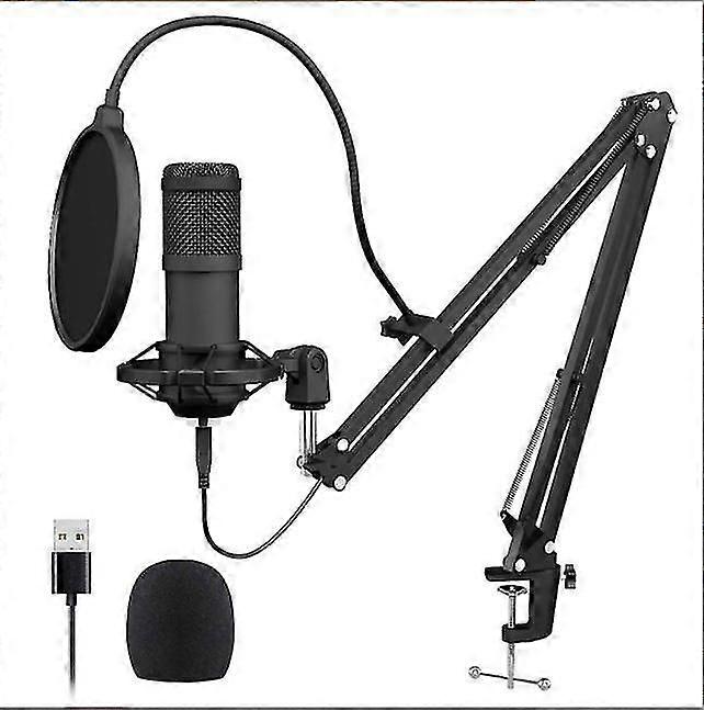 Usb Streaming Podcast Pc Microphone, Professional 192khz/24bit Studio Cardioid Condenser Mic Kit With Sound Card Boom Arm Shock Mount Pop Filter, Comp
