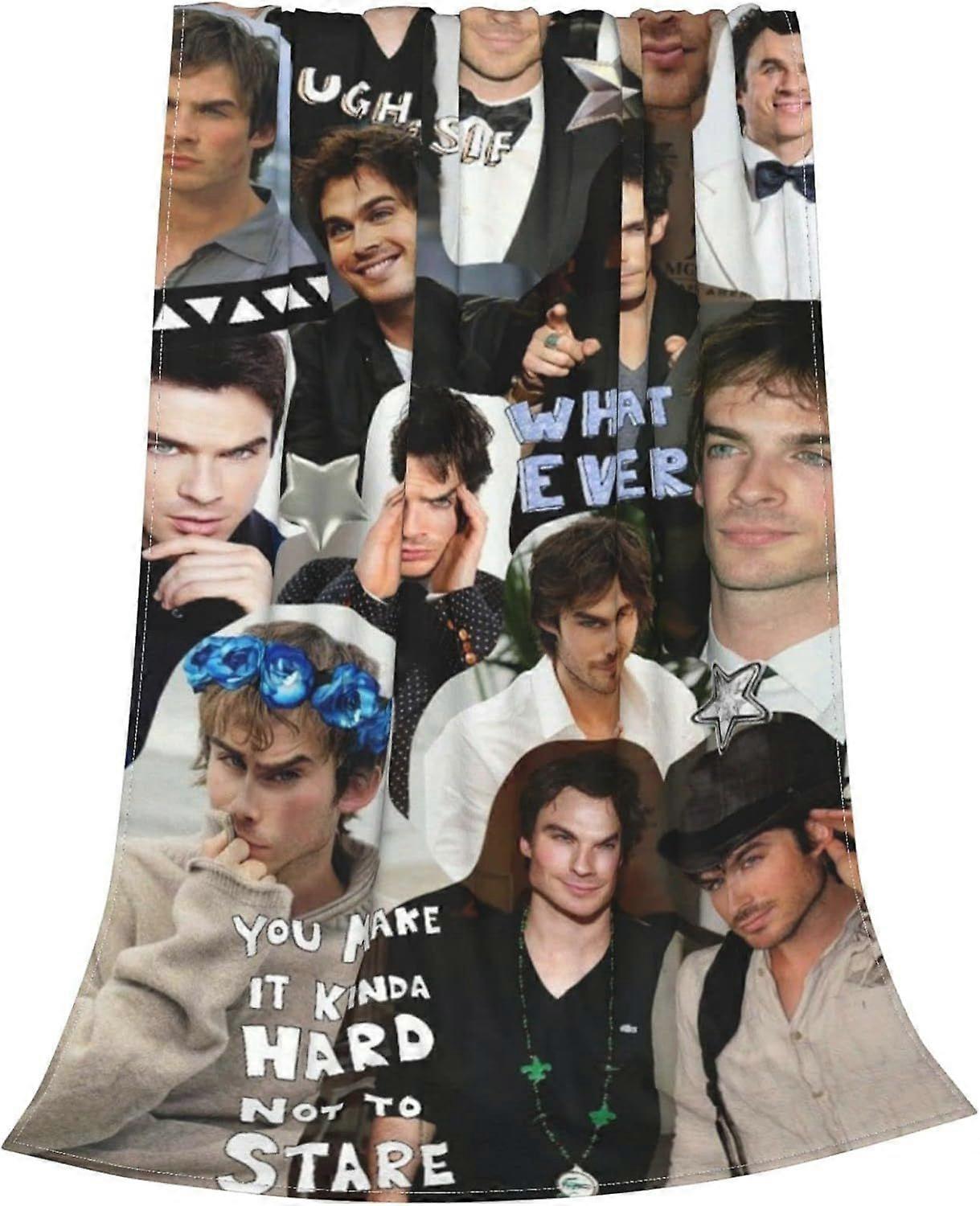 Ian Somerhalder Flannel Blanket Ultra Soft Micro Fleece Throw Blankets Merchandise Warm Lightweight Bedding for Sofa Couch Chair All Season MR-319