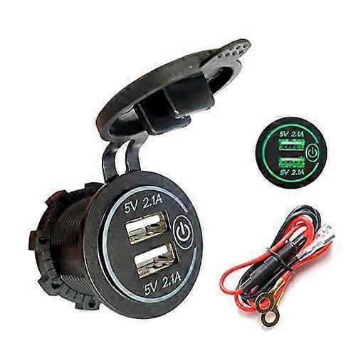 4.2A with LED Iris Dual USB Car Charger Charging-Green Light (One Set)