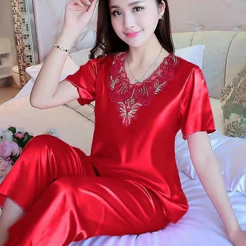 2 Pcs/Set Women Nightie Set Solid Color Sleeping Comfortable Soft Plus Size large suit