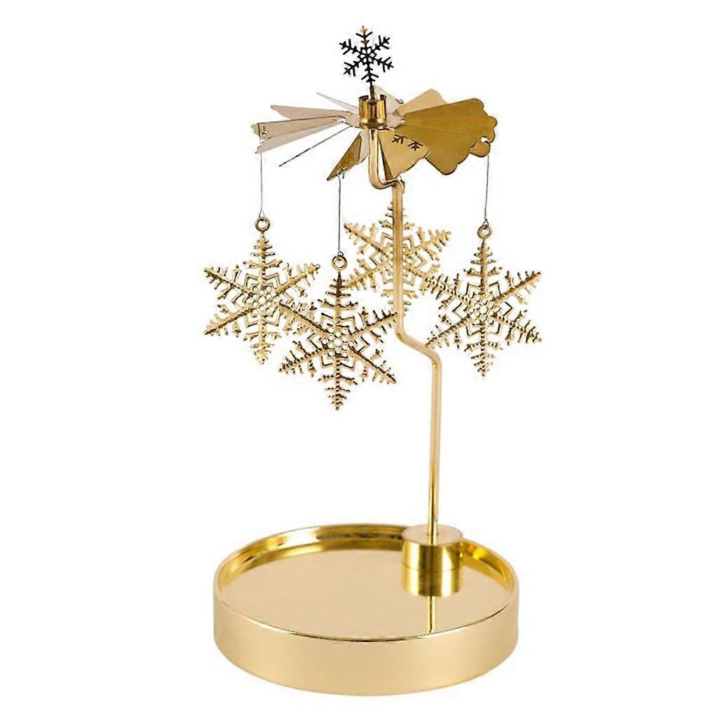 Snowflake Deer Fairy Rotating Candlestick Tealight Candle Holder Tray Romantic 04