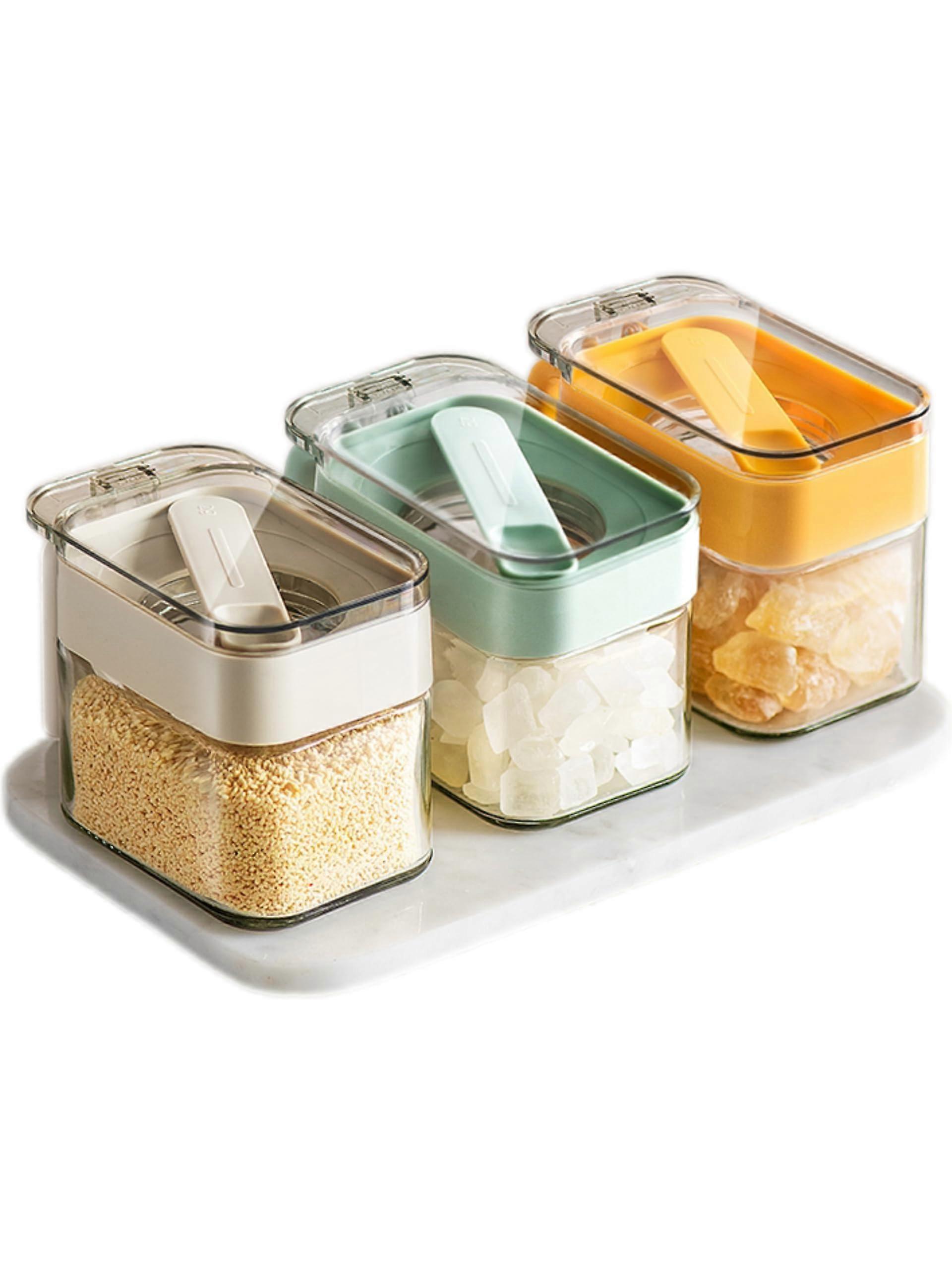 3 jars glass spice jars dustproof spices condiments 10 oz