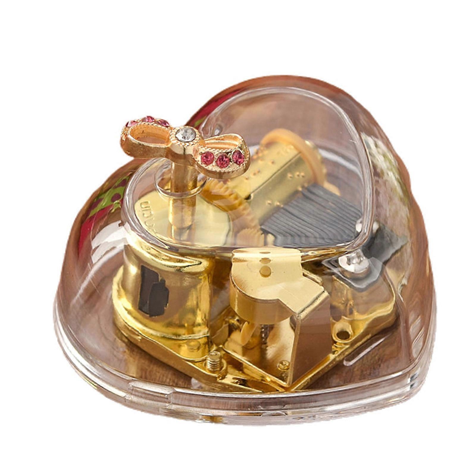 Transparent Acrylic Heart Shape Music Box Optional Classical Tune Octave Box for Friend Birthday Gift