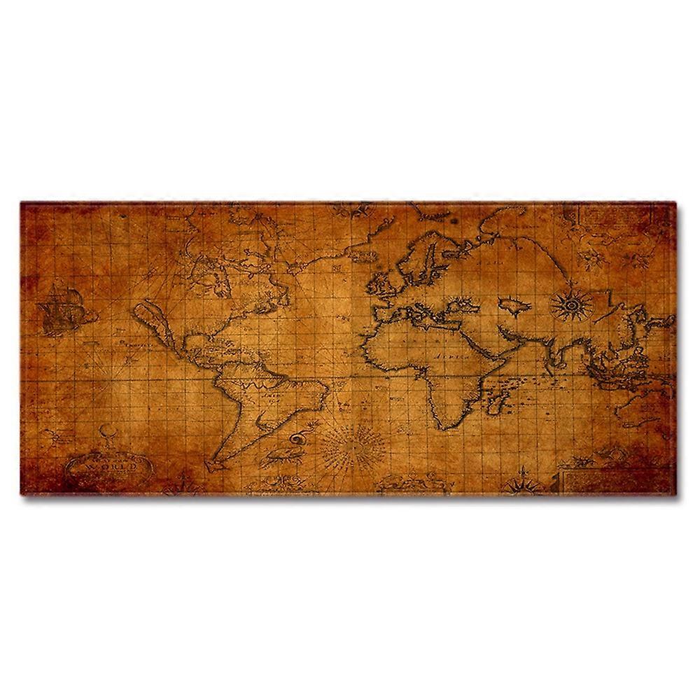 AS 40 x 60cm Retro World Map Pattern Carpet Crystal Velvet Non Slip Kids Crawling Mat Area Rug - 021