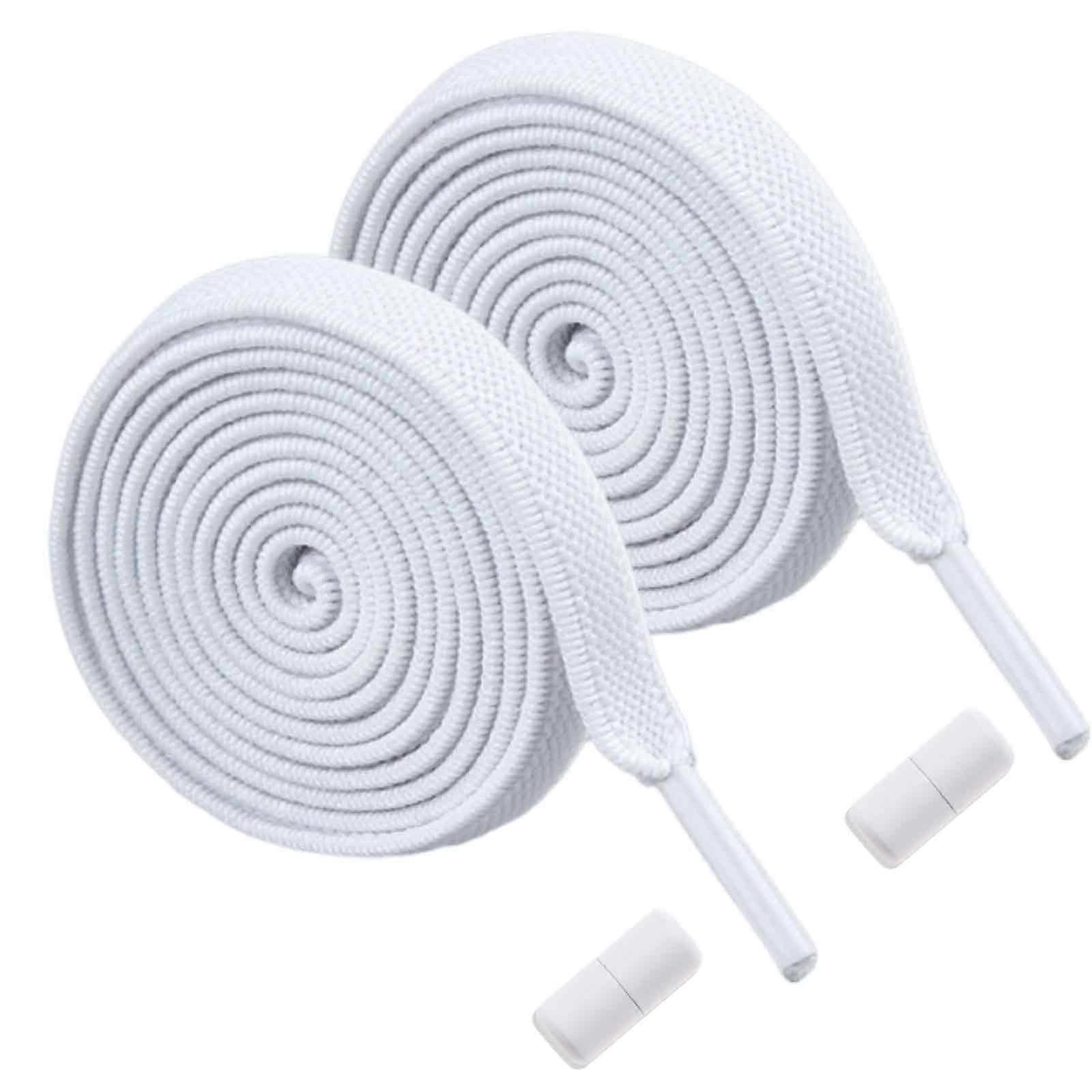 Elastic Shoelaces, White, Buttons