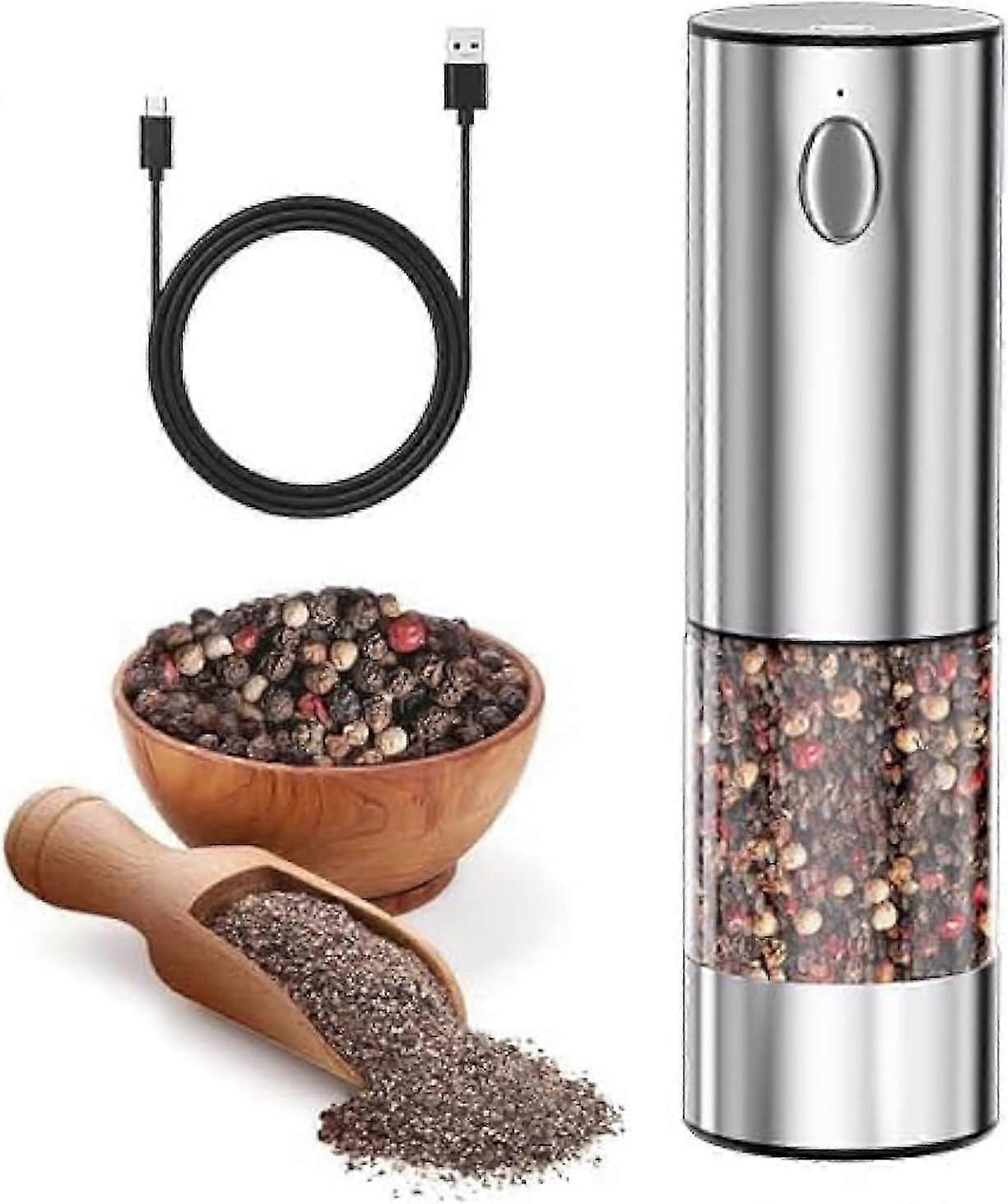 Rechargeable Electric Salt and Pepper Grinder, Automatic Grind with Adjustable Coarseness