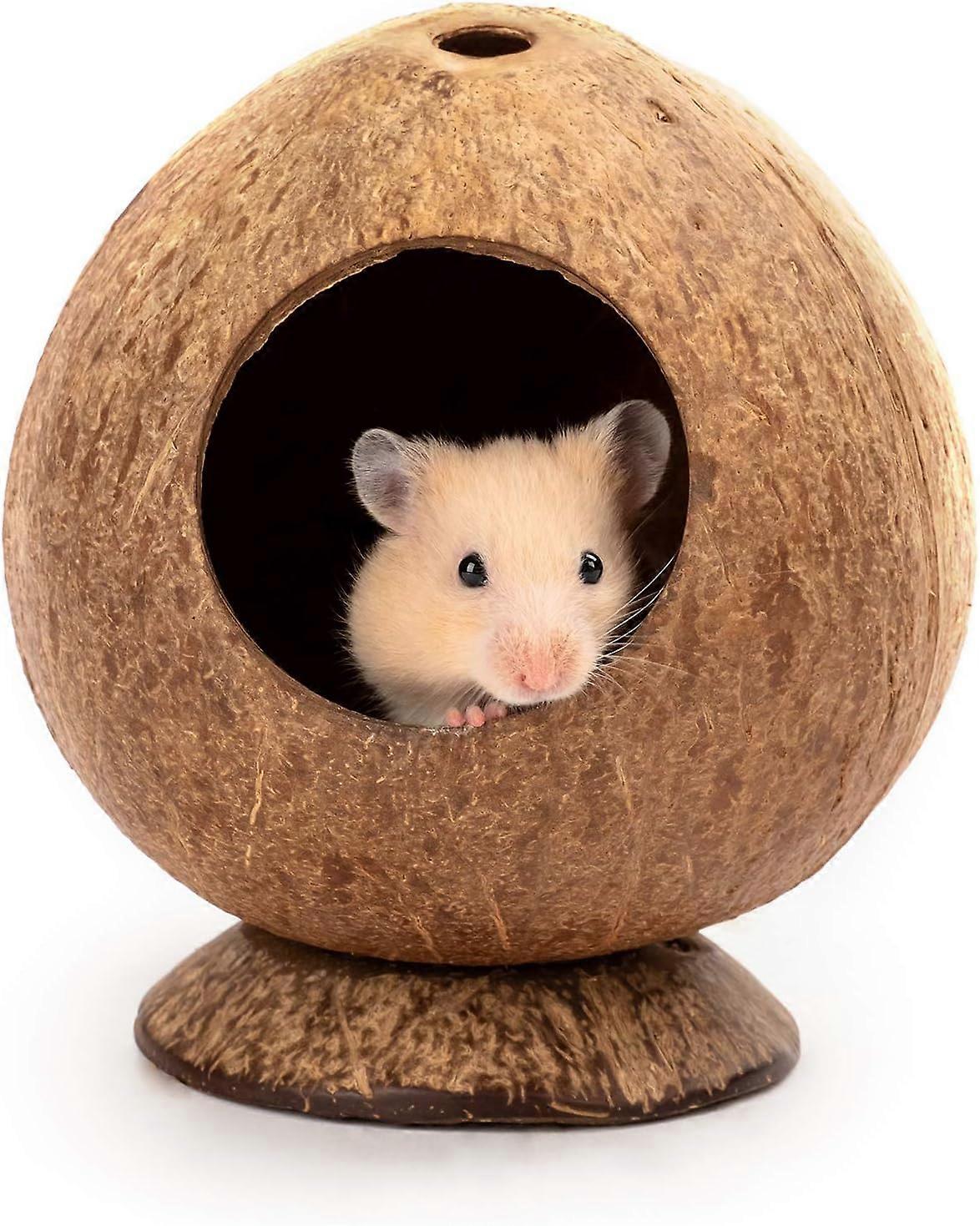 Coconut Shell Simulation Birdhouse, Leopard Gecko Coco Hut Reptile Hide for Terrarium Habitat Décor, Natural Look for Pet's Paradise (Reusable &