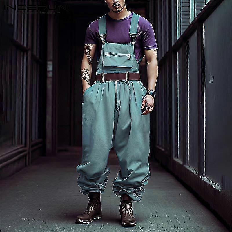 Incerun Herren Hosenträger Overall mit weitem Bein Hose S rosa