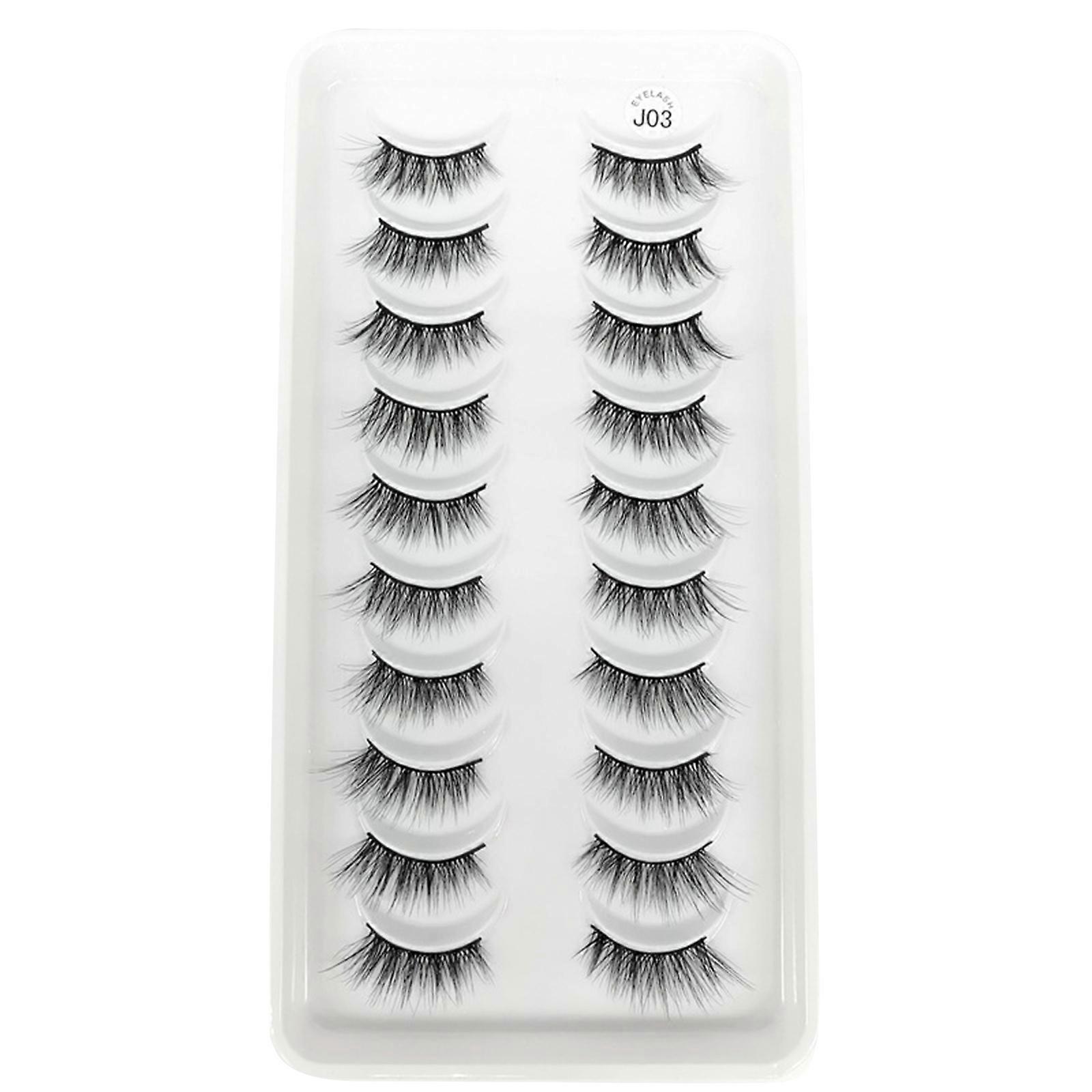 Half Lashes Natural Look Wispy Cat-Eye Eyelashes 3D False Eyelashes Fluffy-Soft 10 Pairs Faux Mink Fake Lashes Setsts