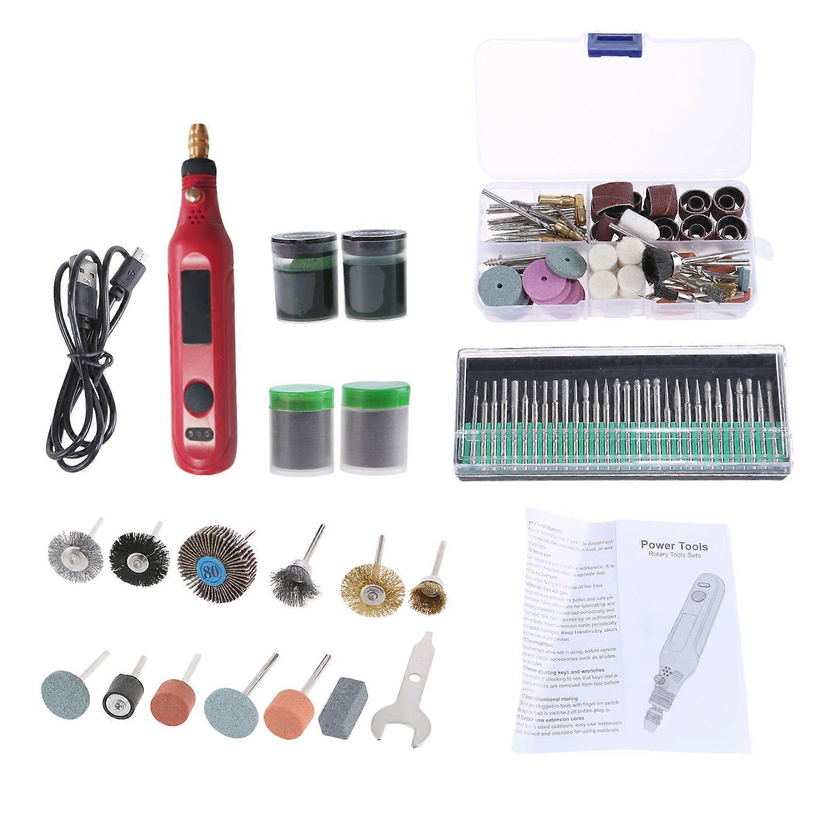 Small  Rotary Tool Set,Cordless Rotary Tool,Variable Speed Power Rotary Tool For Engraving,Sanding, Grinding, Polishing  Red