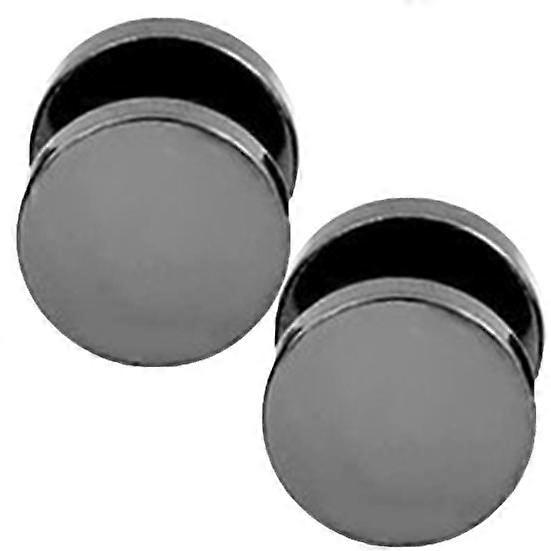 1 Pair Men Cool Punk Round Black Stainless Steel Ear Stud