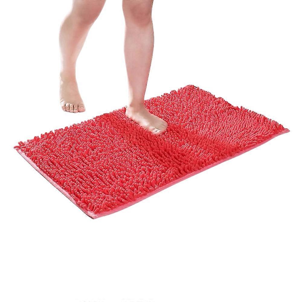 Chenille Bath Mat Soft Shaggy and Comfortable Super Absorbent and Thick Non-Slip Machine Washable for Bathroom