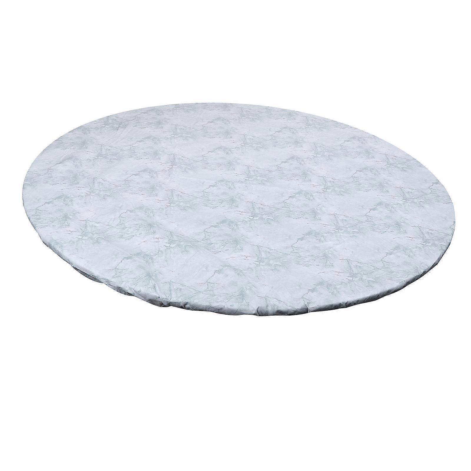 Round Tablecloth Table Cloth White Marble Pattern for Round Table with Flannel