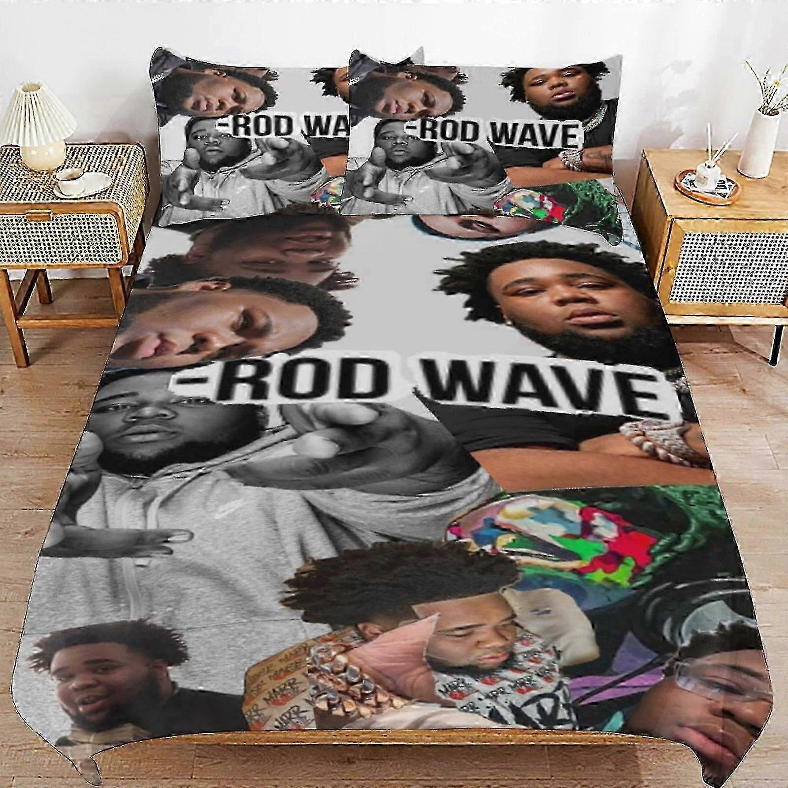 v1868 Lençóis Rod Wave Conjunto de Cama Capa de Edredom Confortável e Leve Roupa de Cama de Desenho Animado 3 Peças (1 Capa de Edredom e 2 Fronhas) Lençóis c