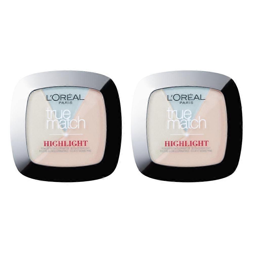 2 x L'Oreal Paris True Match Highlight Powder Glow Illuminator Blush + Highlight - 302R/302C Icy Glow