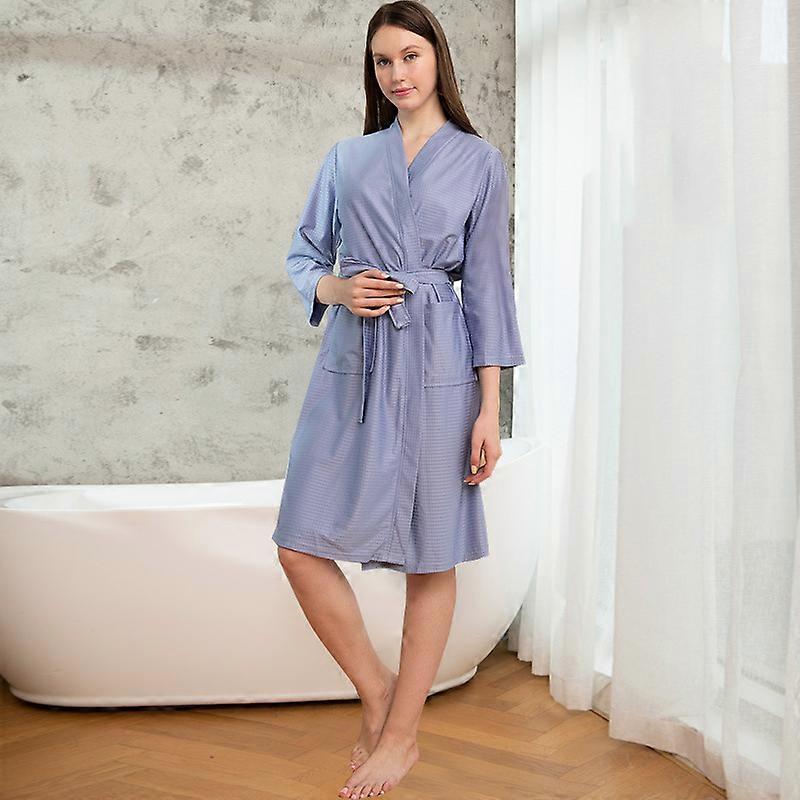 الصيف المرأة لون رقيقة رداء الحمام سريع التجفيف رداء الحمام ستوكات لينة زوجين الاستحمام منشفة وافل بيجامة ملابس الرجال