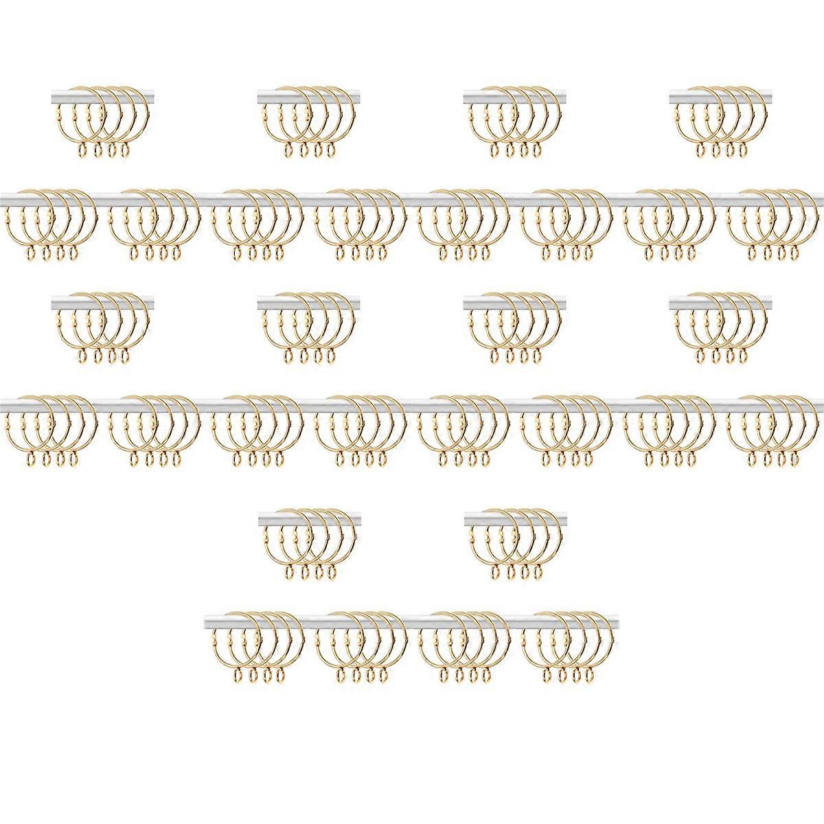 120 Pcs Openable Gold Curtain Rings Open and Close Metal Rustproof Drapery Loops with Eyelet for Ho