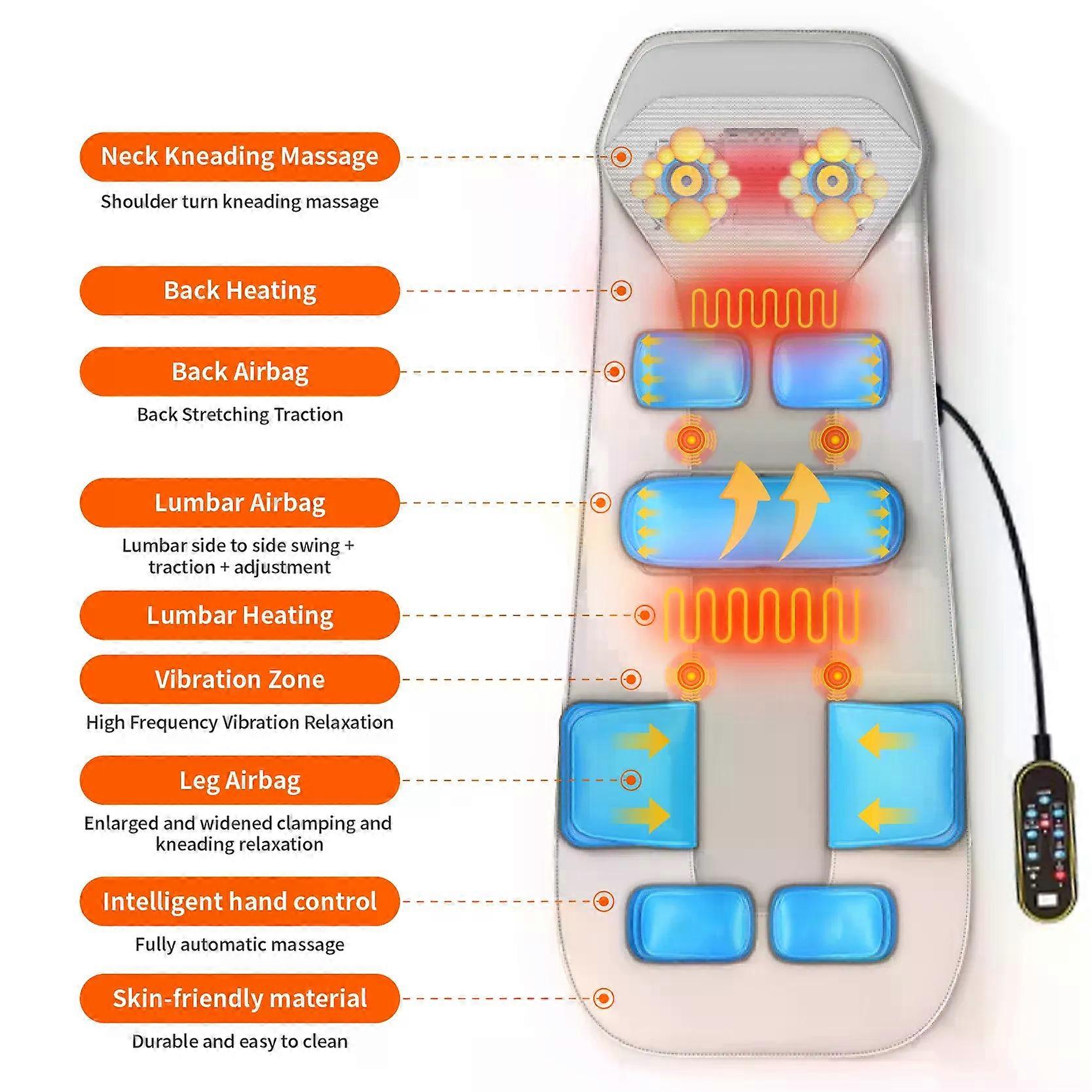 Aumenta l'allargamento dell'airbag Massaggiatore riscaldato per il collo Tappetino per massaggio per tutto il corpo Materasso Trazione Vibrazione lombare con telecomando