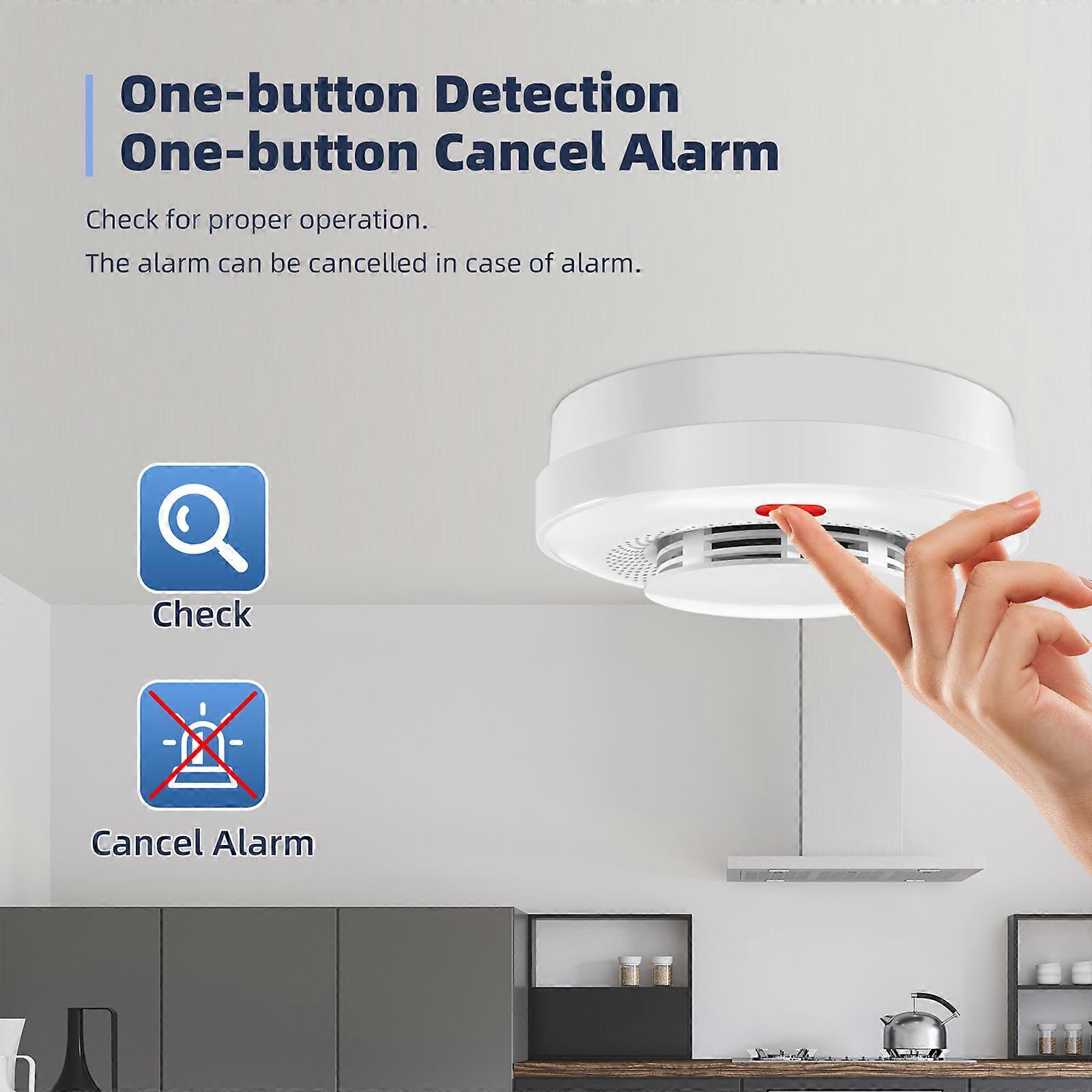 Smoke Detector Fire Alarms 360 Degree Detection High Sensitivity Sensing 433 Wireless Transmission Fire Alarm Auto-Check for Home RV Hotel Office Air