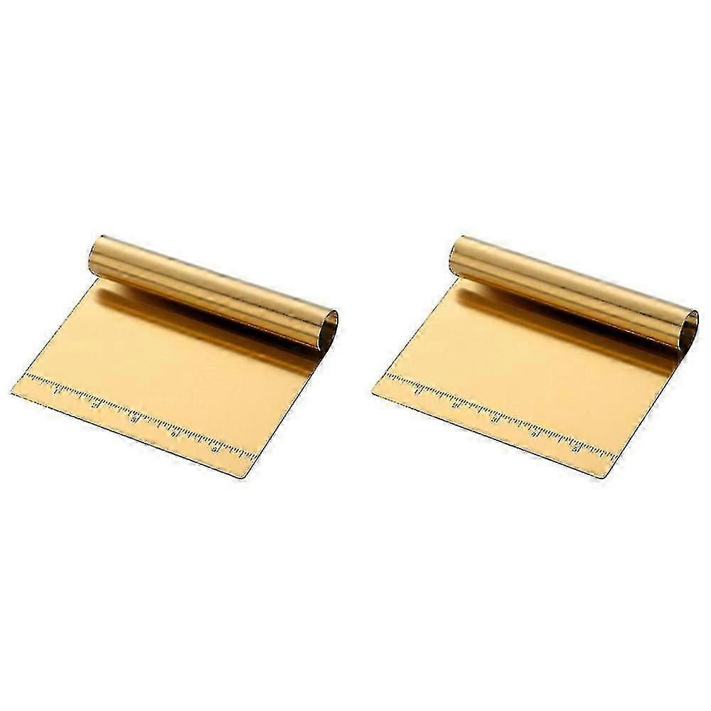 2pcs Bread Scrapers Stainless Steel Pizza Dough Scraper(Gold)