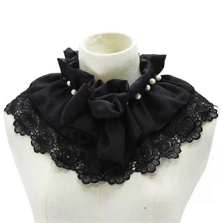 Beaded Chiffon Polo Neck Shawl-Decorative Collar Flowers for Women
