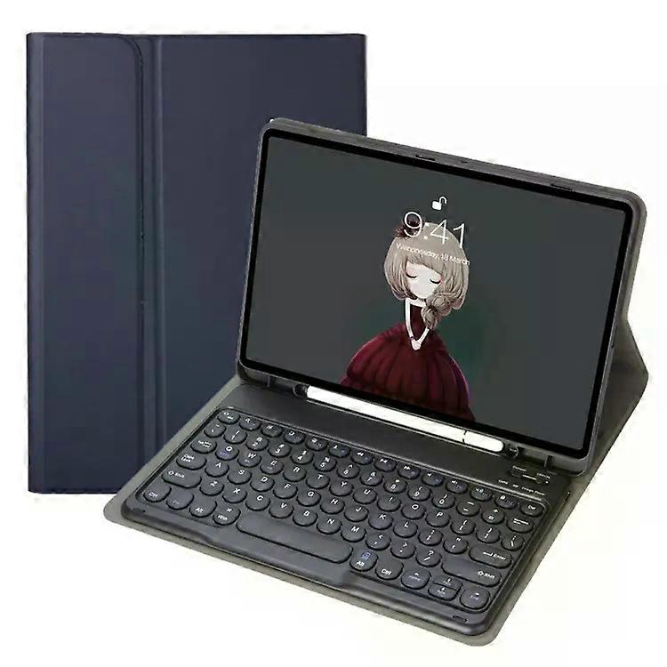 Bluetooth Keyboard Case-Detachable Lambskin Texture,Pen Slot & Stand for Samsung Galaxy Tab S6 Lite 10.4 (P610/P615)-Dark Blue Dark Blue
