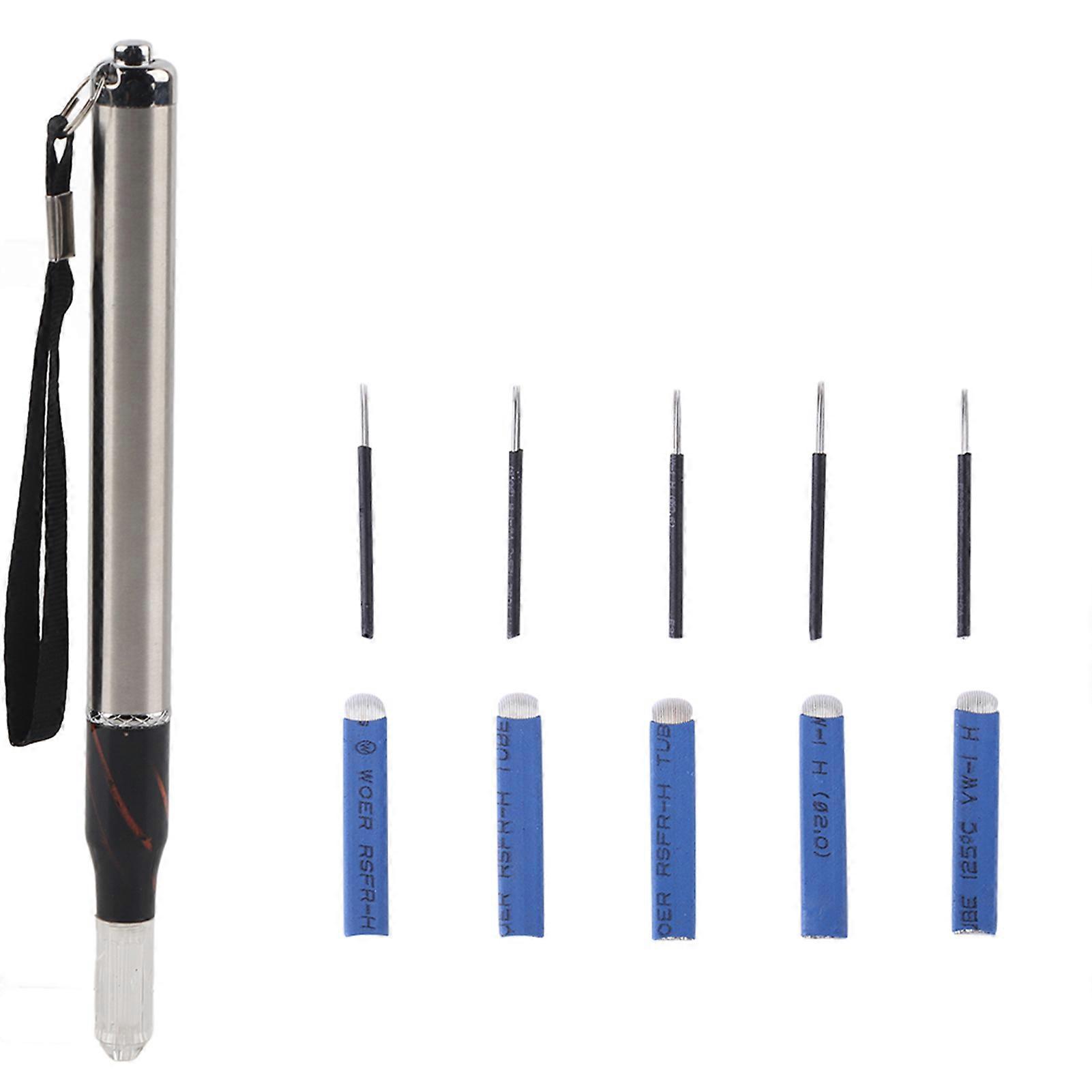 Stylo de microblading avec lumière, machine à tatouer multifonction, 5 aiguilles R5 + 5 aiguilles à 18 aiguilles