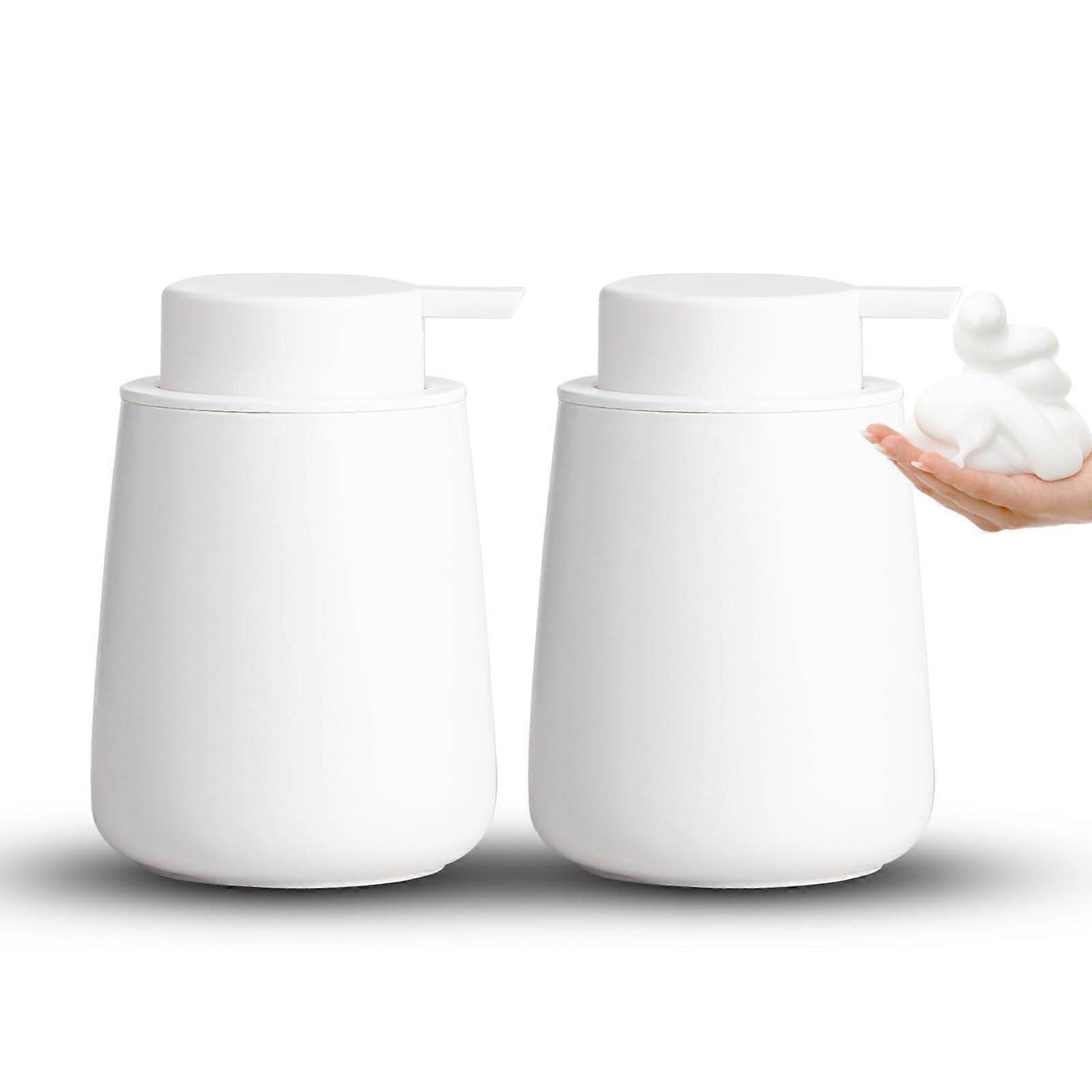 Schaumseifenspender-Set – Weißer Keramik-Schaumseifenspender (355 ml) für Bad und Küche – 2er-Pack